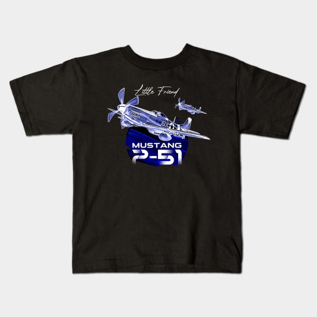 Mustang P-51 Vintage North American Aircraft Kids T-Shirt by aeroloversclothing